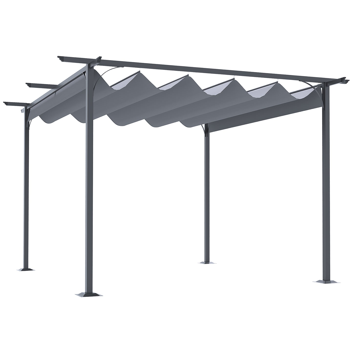 JUSTLIVE NEST® Solvyn Pergola – 11.5ft RetractaShade Canopy, SteelCore UV Shelter, Gray