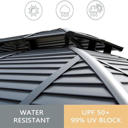 Aurelia 10x12' Hardtop Gazebo – Aluminum Frame Pavilion with Double Steel Roof, Curtains & Netting - JUSTLIVE NESTJUSTLIVE NEST