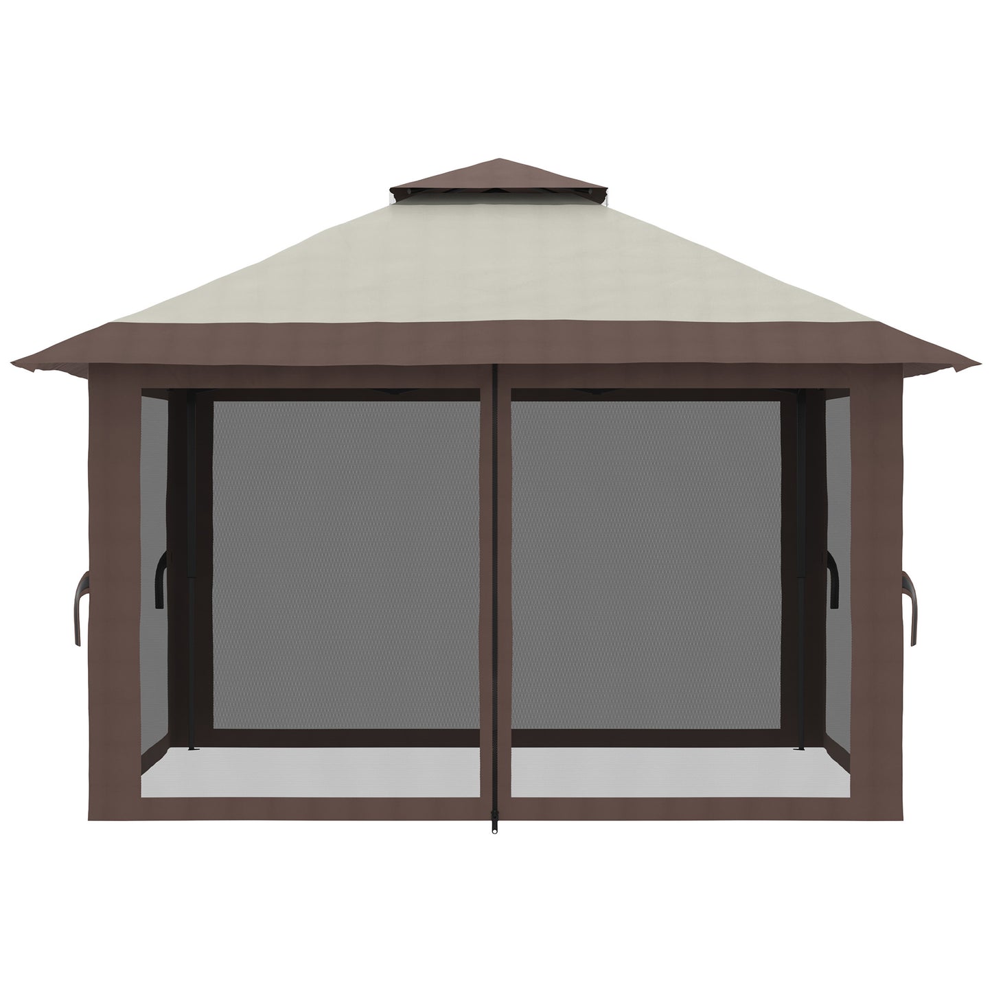 Aurelia 13' Pop - Up Canopy Gazebo – Instant Beige Shelter with Netting, Carry Bag & Sand Weights - JUSTLIVE NESTJUSTLIVE NEST