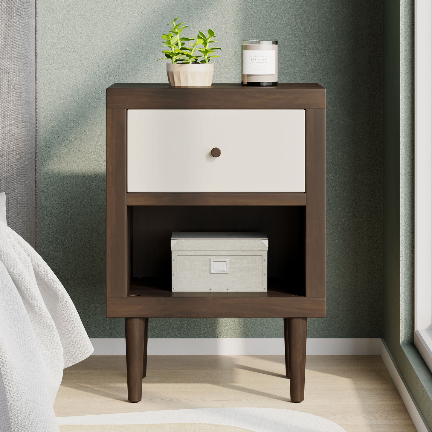 Stravelle Solo Stand – Repeat SKU – 1-Drawer Modern Bedside Table