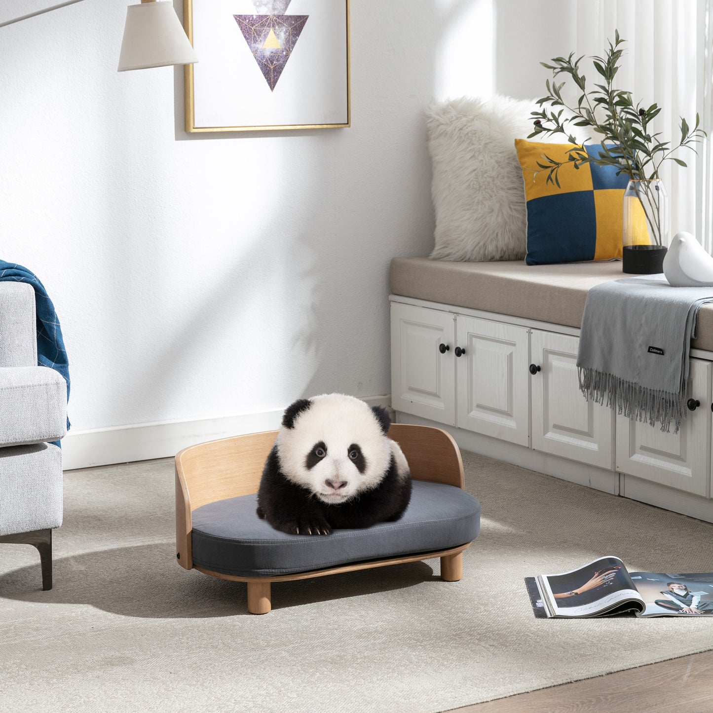 Kova Pet Sofa – Scandinavian Elevated Dog Lounger with Velvet Cushion & Walnut Wood Frame - JUSTLIVE NESTJUSTLIVE NEST