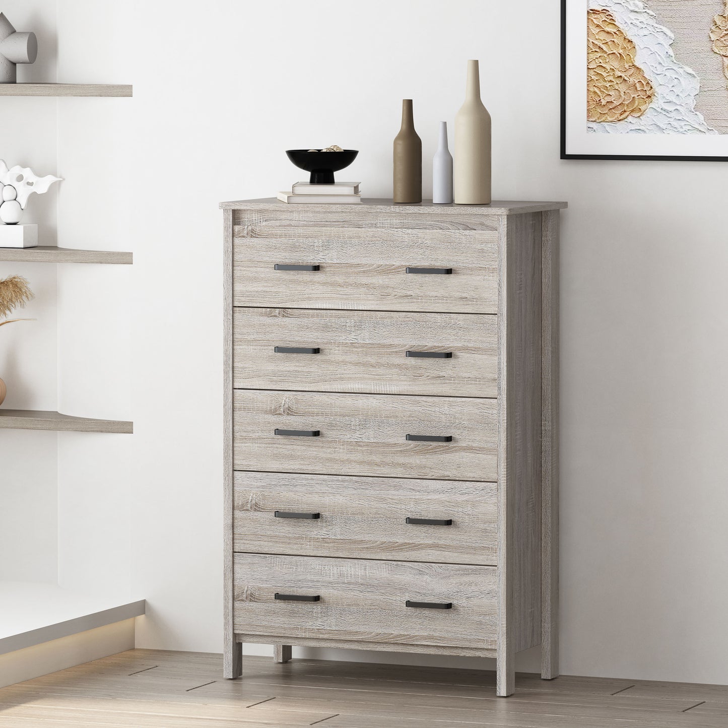 ModuFive Chest – No‑Tool Assembly 5‑Drawer Storage Cabinet, Lightweight & Modern Design