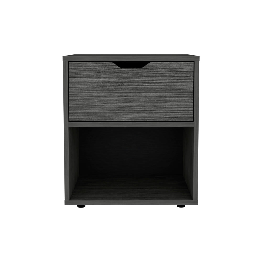 Althein Nightstand – Light Gray 2-Drawer Bedside Table with Clean Panel Design