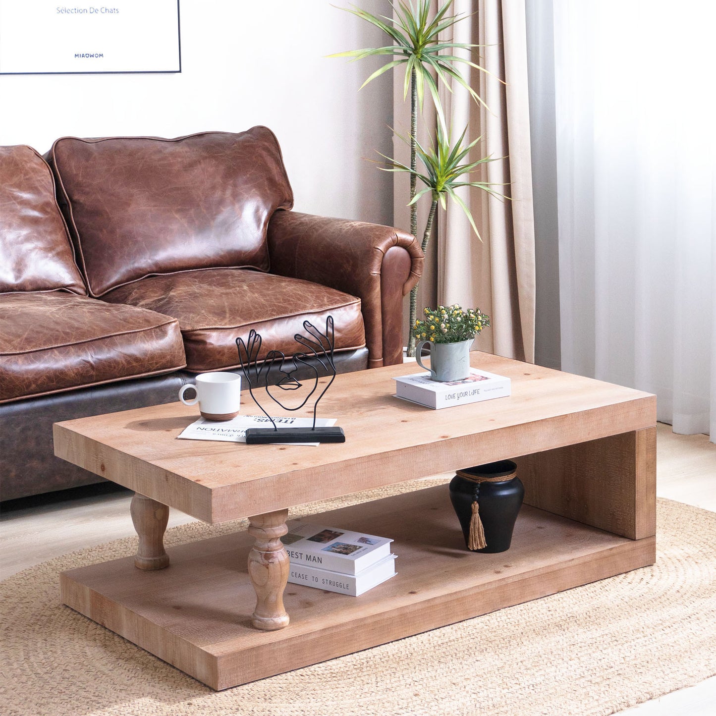 Soren Rustic Coffee Table – Plankwood Top with ClassicShelf Frame