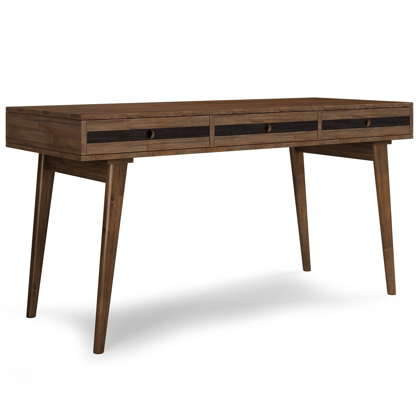 Clarkson Desk – Rustic Aged Brown Wood Writing Table with Open Base