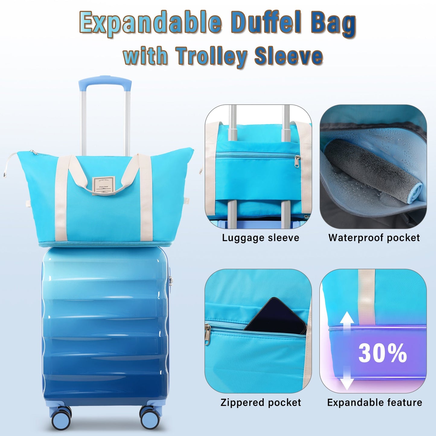 Jetera 2 - Piece Carry - On Set – 20" Glossy Hardshell Suitcase with Cup Holder, Spinner Wheels & TSA Lock - JUSTLIVE NESTJUSTLIVE NEST