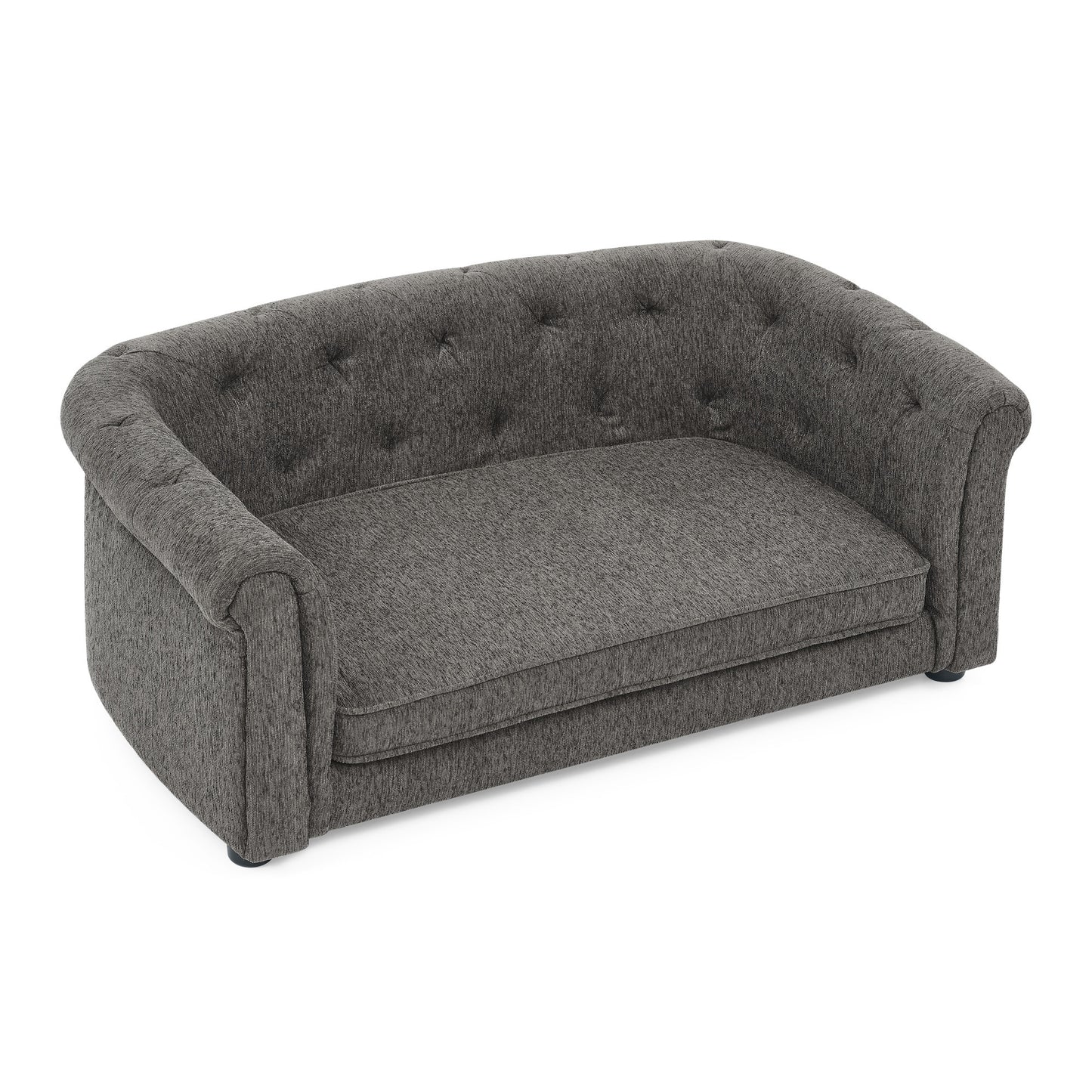 Kova Arc Pet Sofa – Dark Gray Linen Dog Couch with Curved Backrest & Cozy Cushion - JUSTLIVE NESTJUSTLIVE NEST