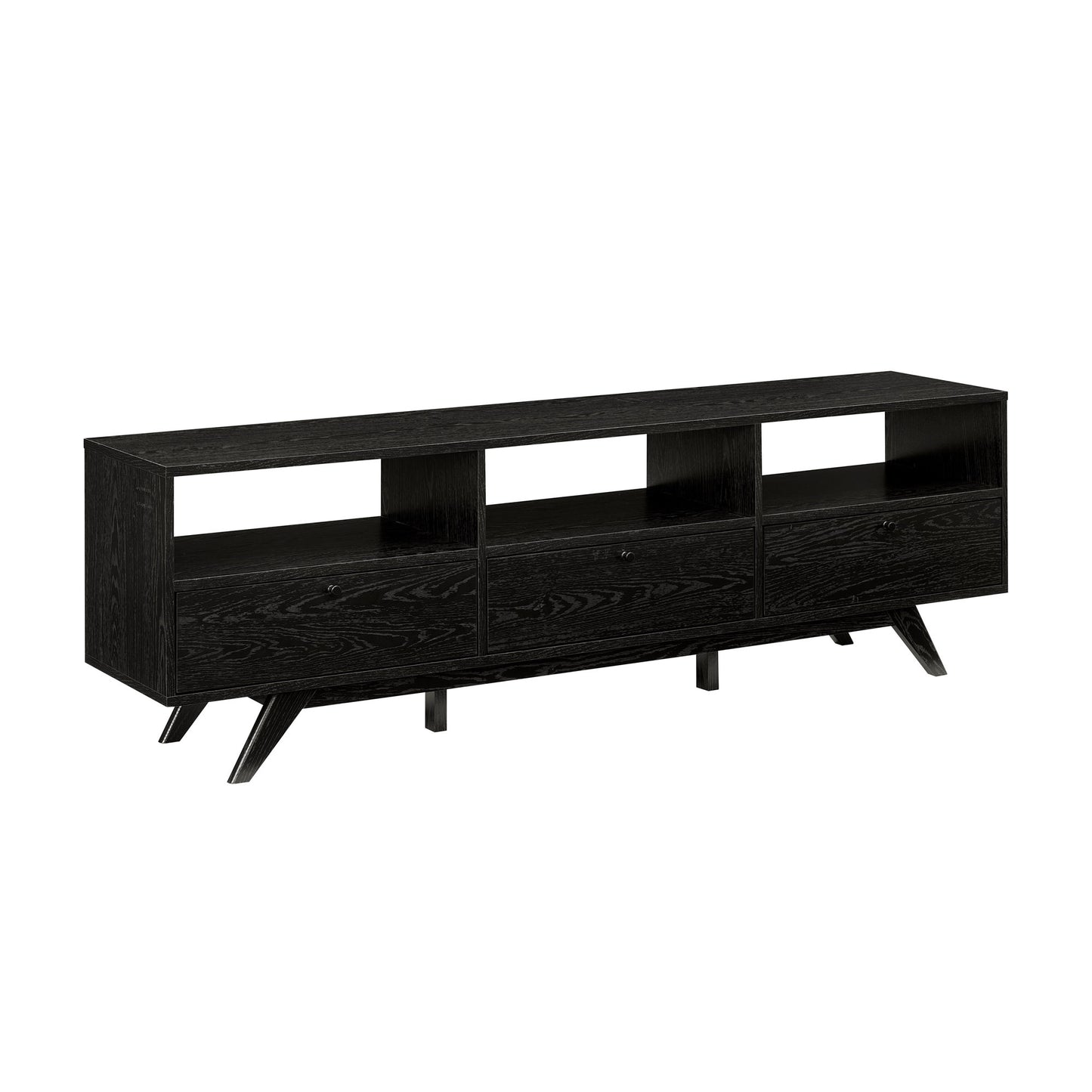 Scandra Console – 3-Door Low TV Stand in Matte Black (Up to 80")