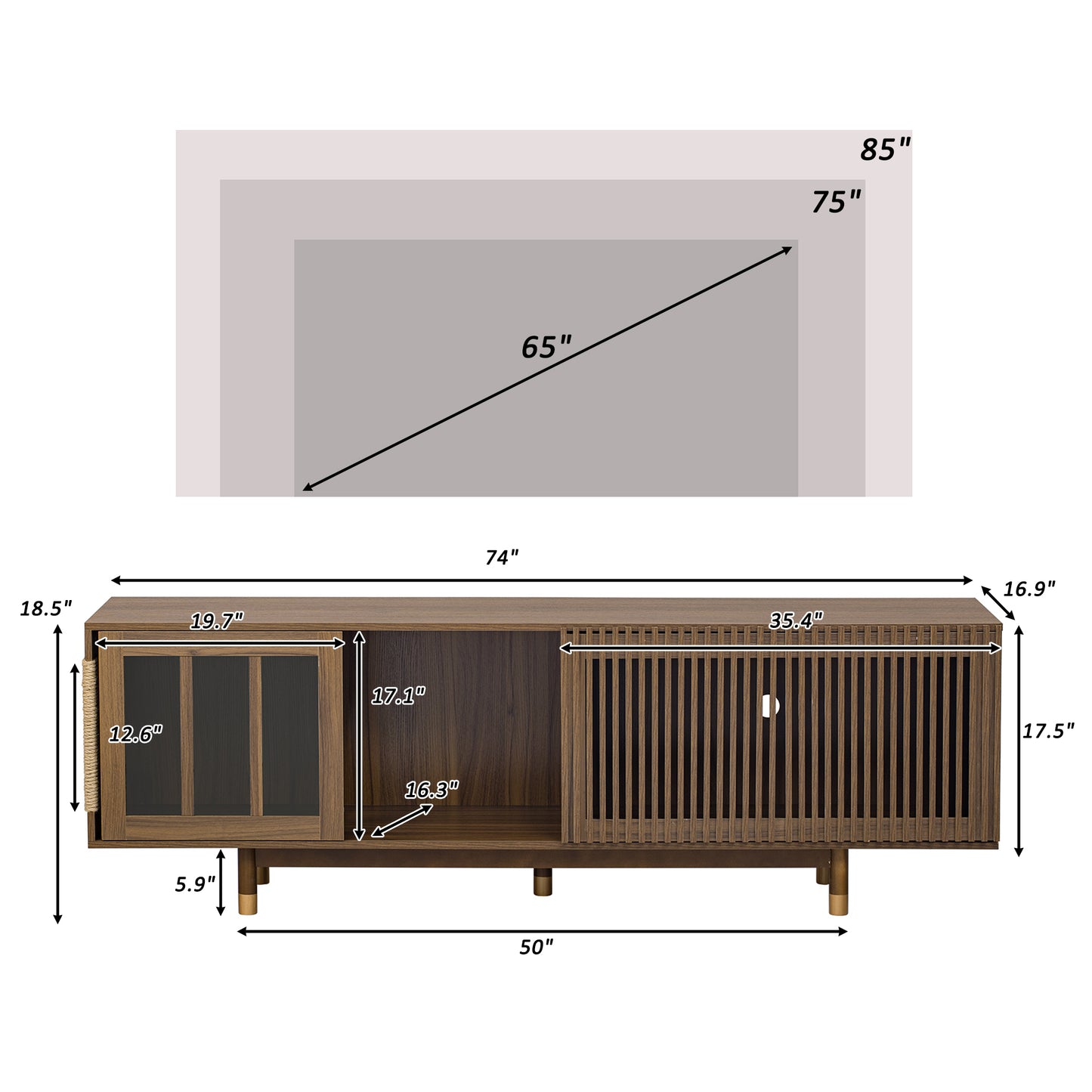 Vero Mid - Century TV Console – Walnut Pet - Friendly Stand with Flip - Down Sliding Door & Cat House - JUSTLIVE NESTJUSTLIVE NEST