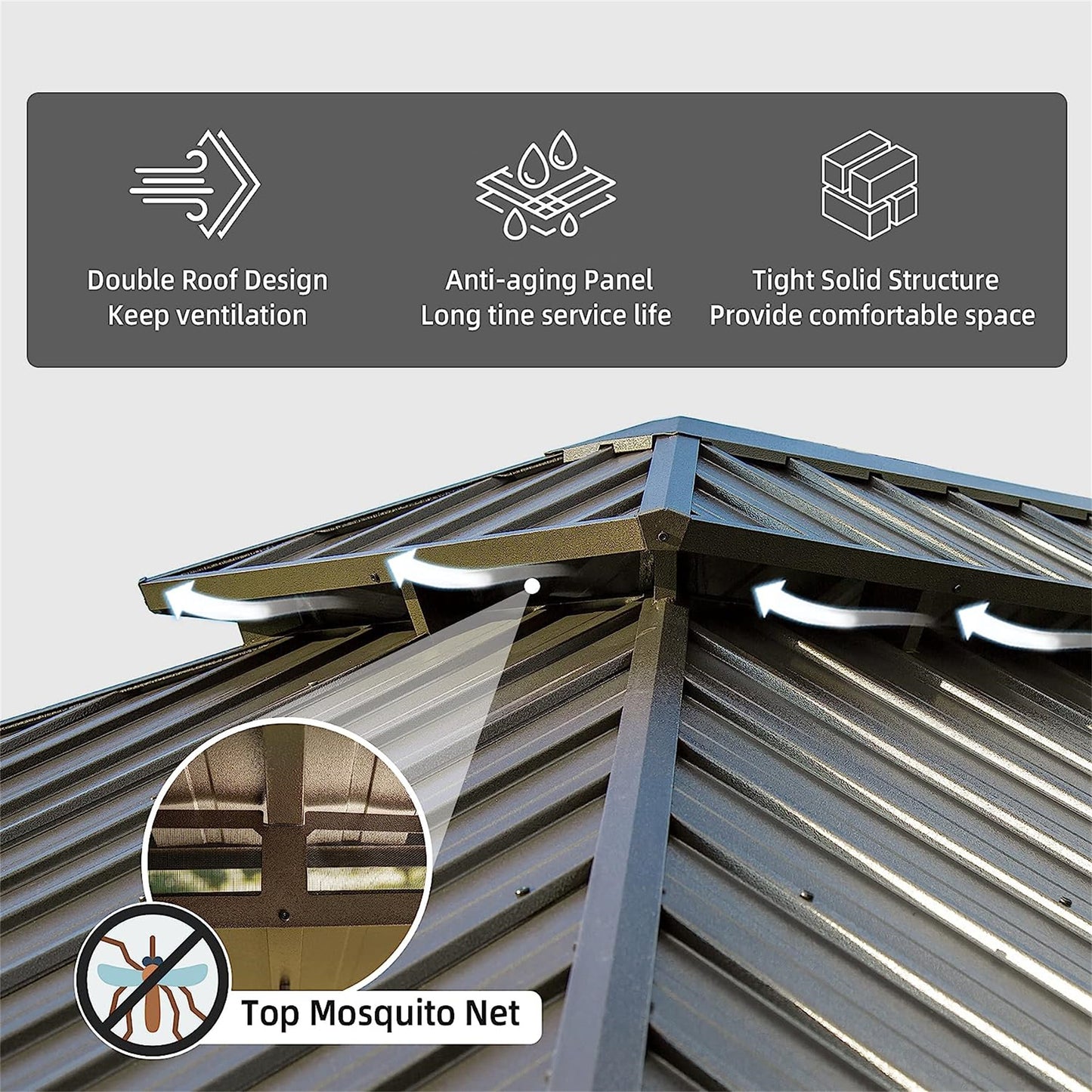 Solair 15' Double - Sided Market Umbrella – Rectangular Steel Shade with Crank & Base (Dark Gray) - JUSTLIVE NESTJUSTLIVE NEST
