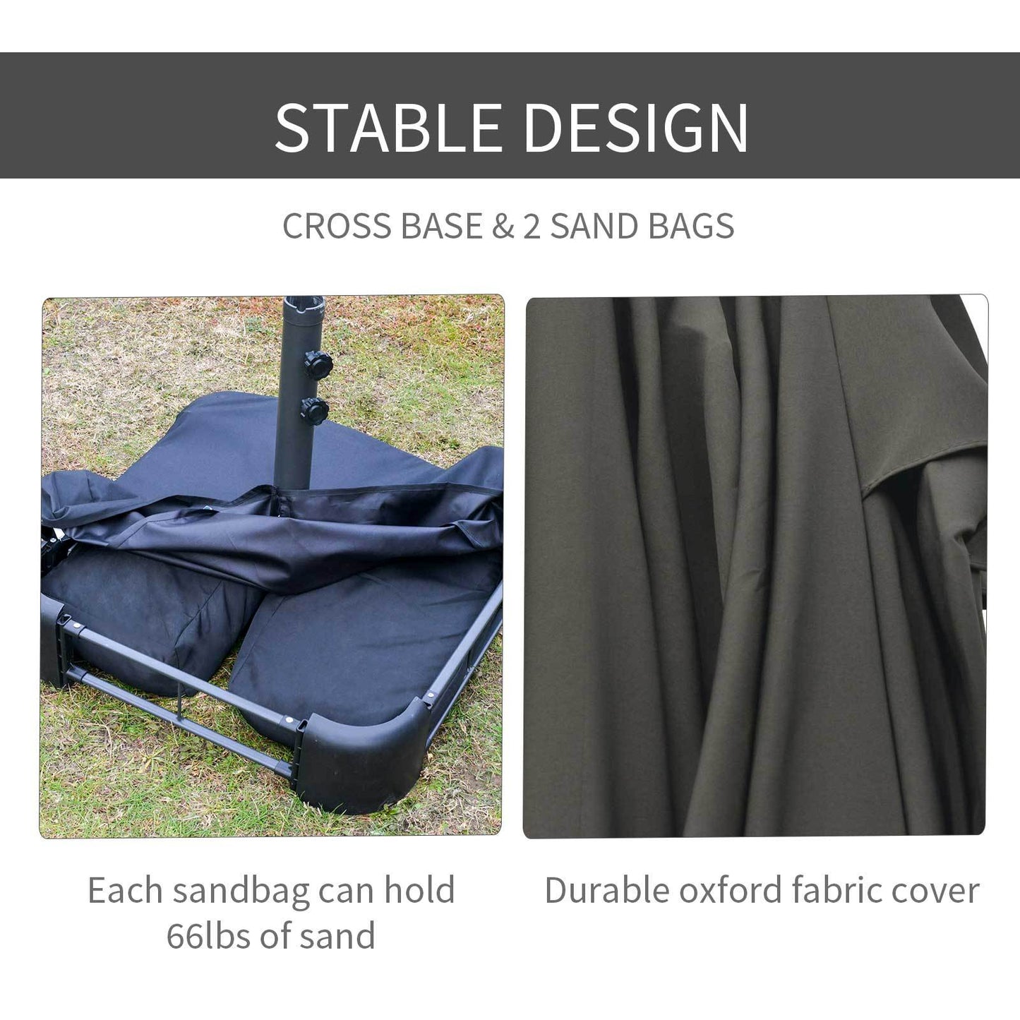 Solair 10' LED Offset Umbrella – Cantilever Patio Shade with Solar Lights, Power Bank & 360° Tilt (Khaki) - JUSTLIVE NESTJUSTLIVE NEST