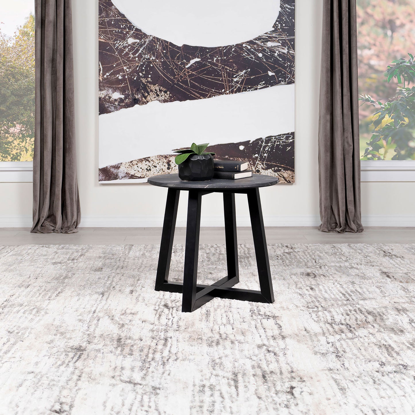 Enlow Side Table – Black Marblelook Round with SmartTop Surface