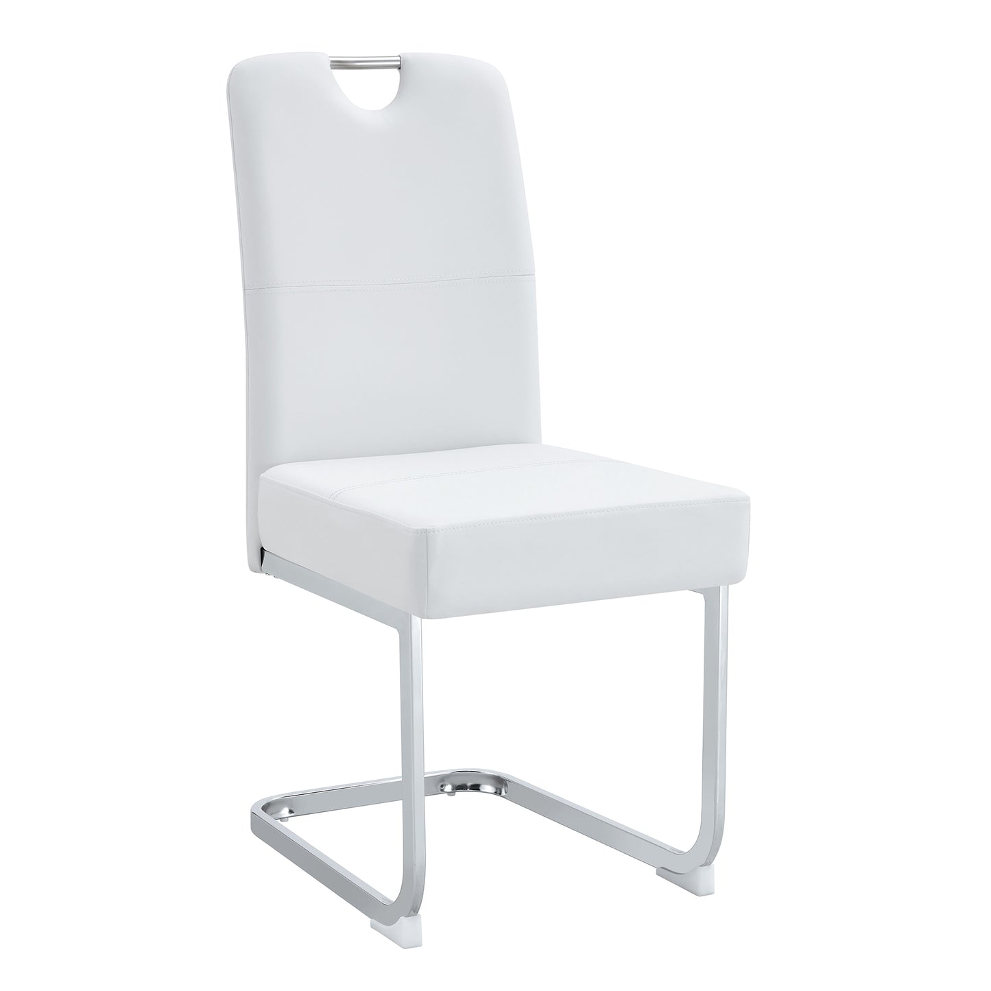 Coaster White Dining Chairs – 4 PU Seats with Spring Support and Ergonomic Back