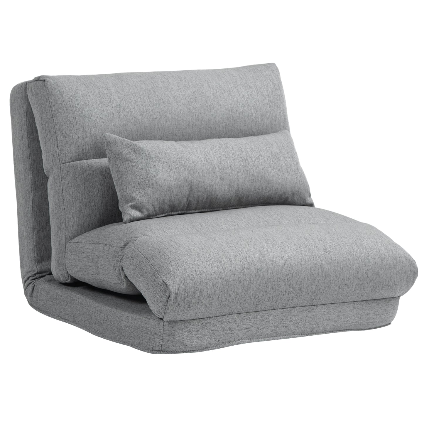Fleva Fold Chair – Convertible Floor Sofa with 6-Position Backrest & Pillow (Gray)