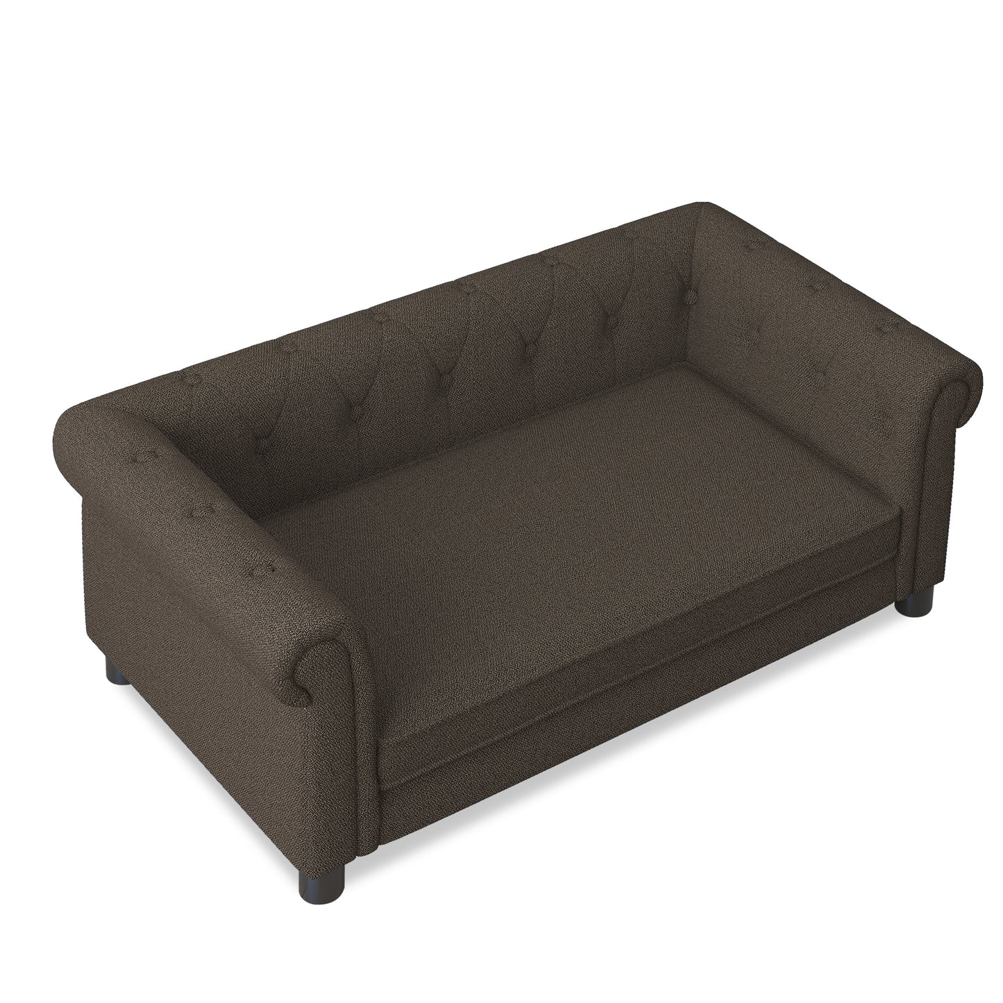 Kova Linen Pet Sofa – Dark Brown Elevated Bed for Small & Medium Dogs with Modern Frame - JUSTLIVE NESTJUSTLIVE NEST