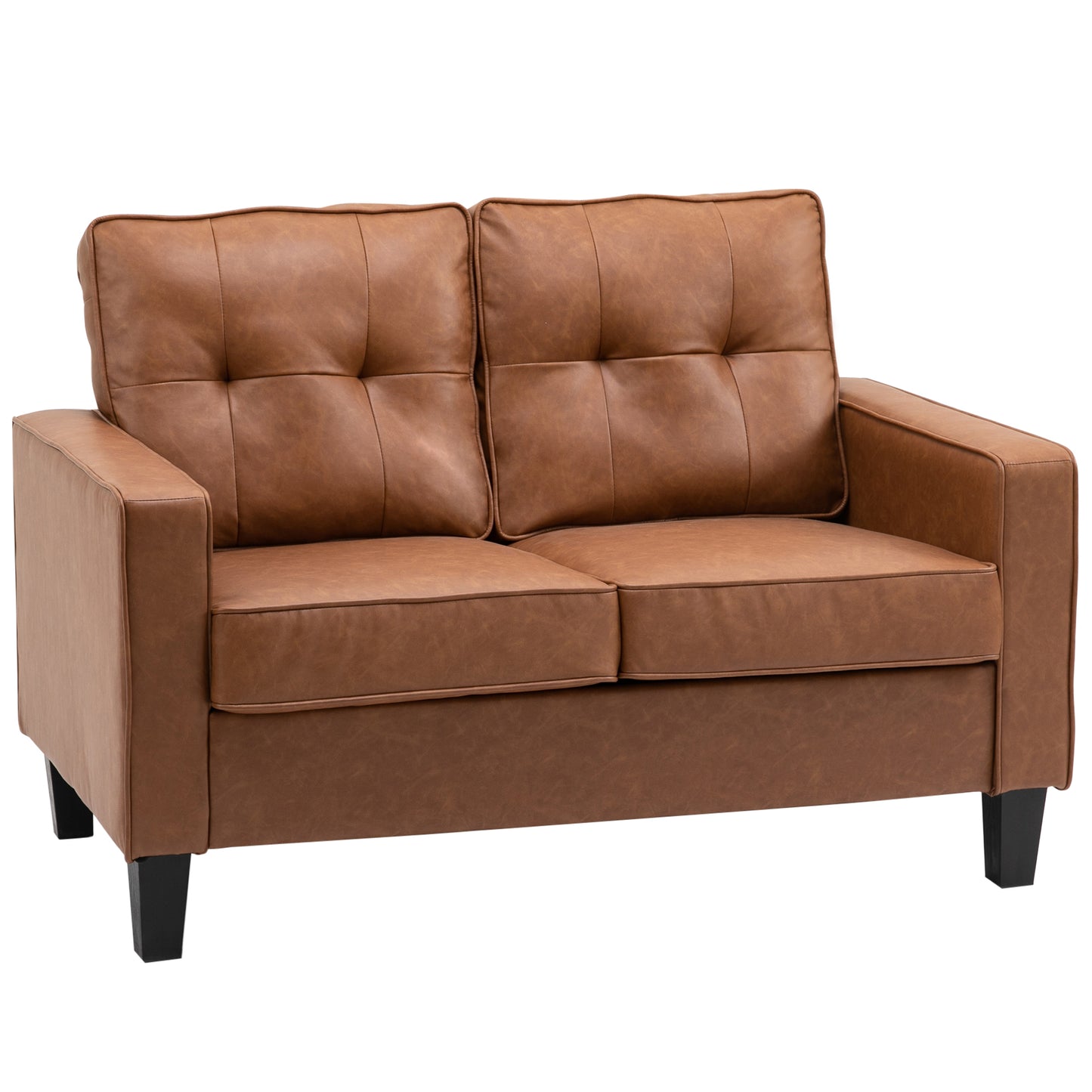Homcom™ 51' Brown PU Leather Loveseat – Tufted 2-Seater Sofa with Armrests for Stylish Seating