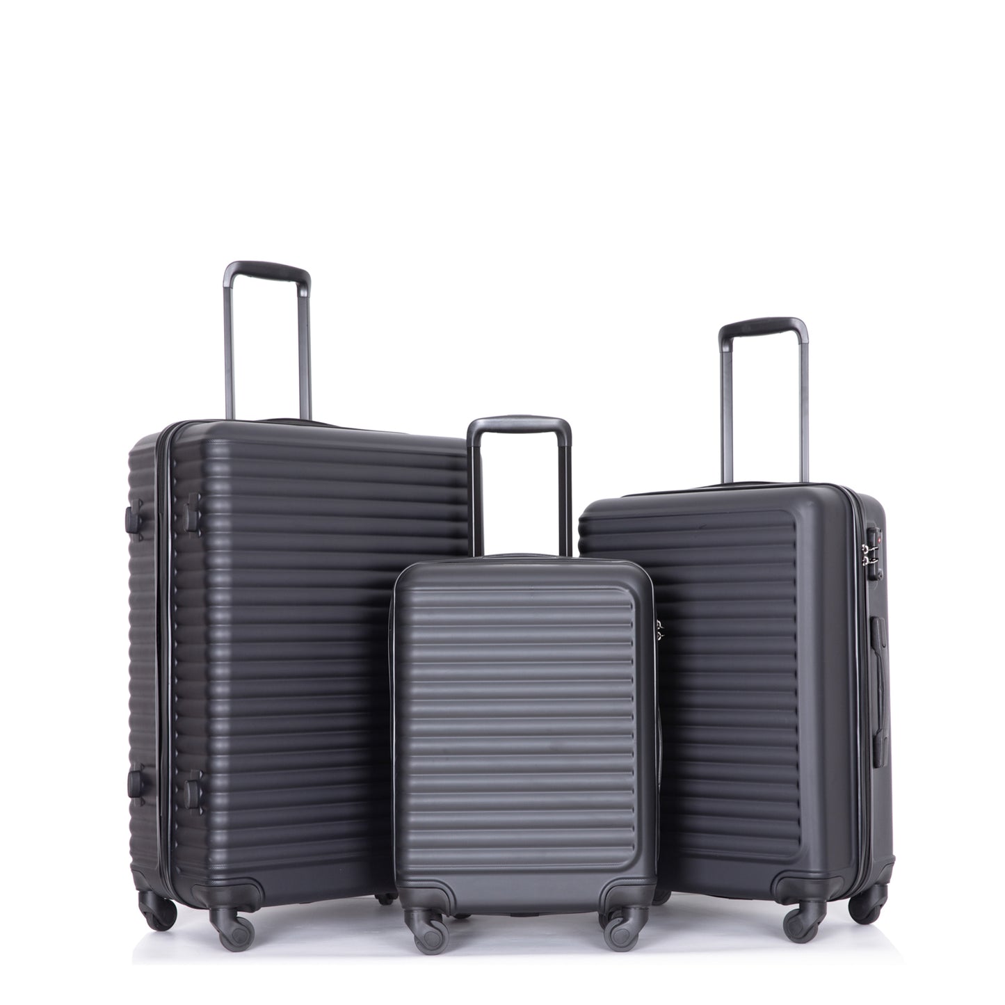 Jetera 3 - Piece ABS Luggage Set – Black Lightweight Suitcases with Spinner Wheels & TSA Lock (20"/24"/28") - JUSTLIVE NESTJUSTLIVE NEST
