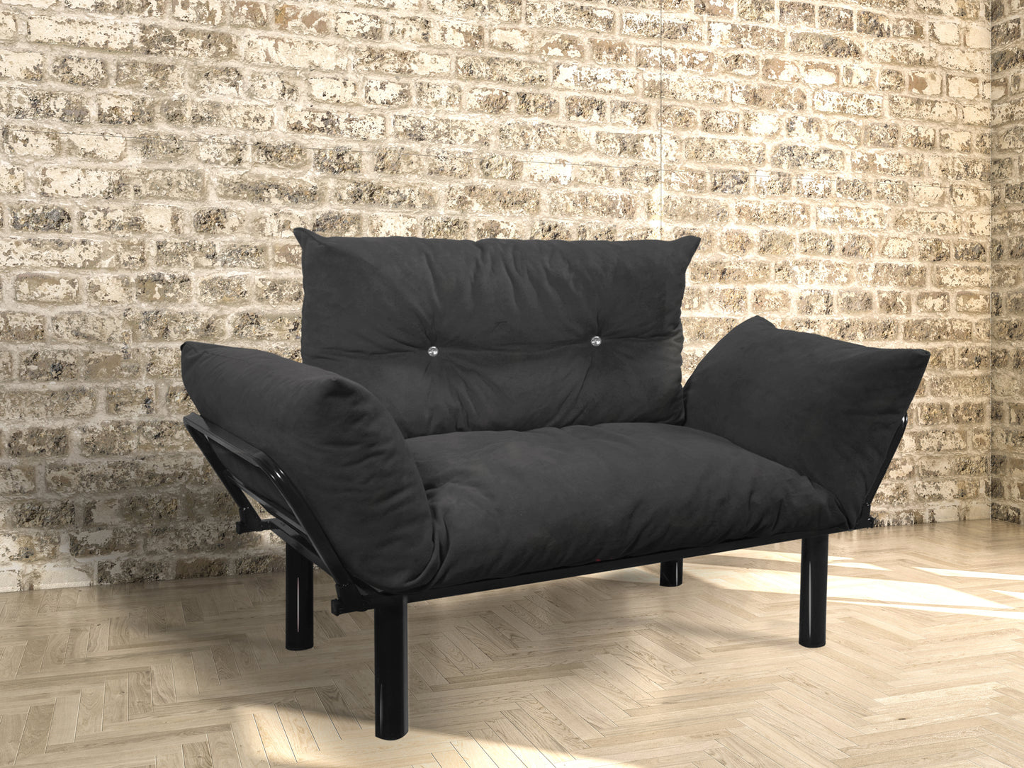 Ada™ Black Loveseat – Sleek Upholstered 2-Seater for Modern Living Spaces