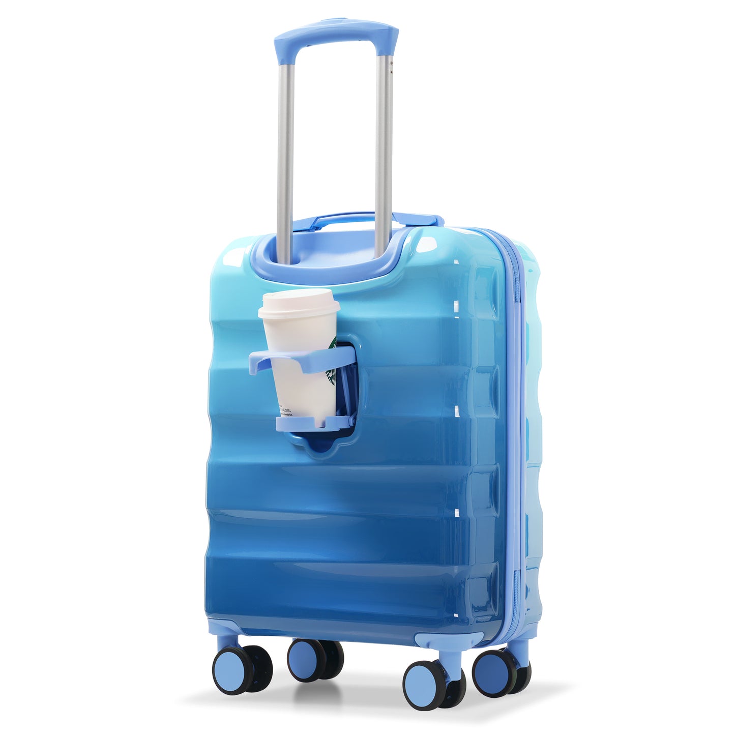 Jetera 2 - Piece Carry - On Set – 20" Glossy Hardshell Suitcase with Cup Holder, Spinner Wheels & TSA Lock - JUSTLIVE NESTJUSTLIVE NEST