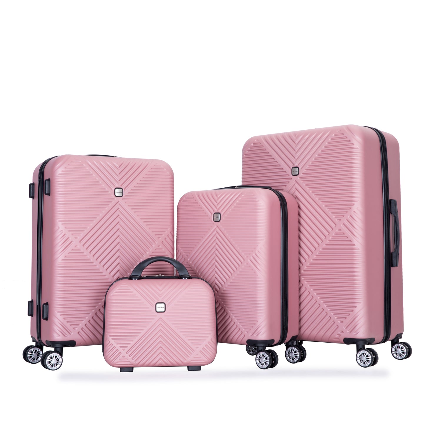 Jetera 4 - Piece ABS Luggage Set – Pink Lightweight Suitcases with Spinner Wheels & Makeup Box (14/20/24/28") - JUSTLIVE NESTJUSTLIVE NEST