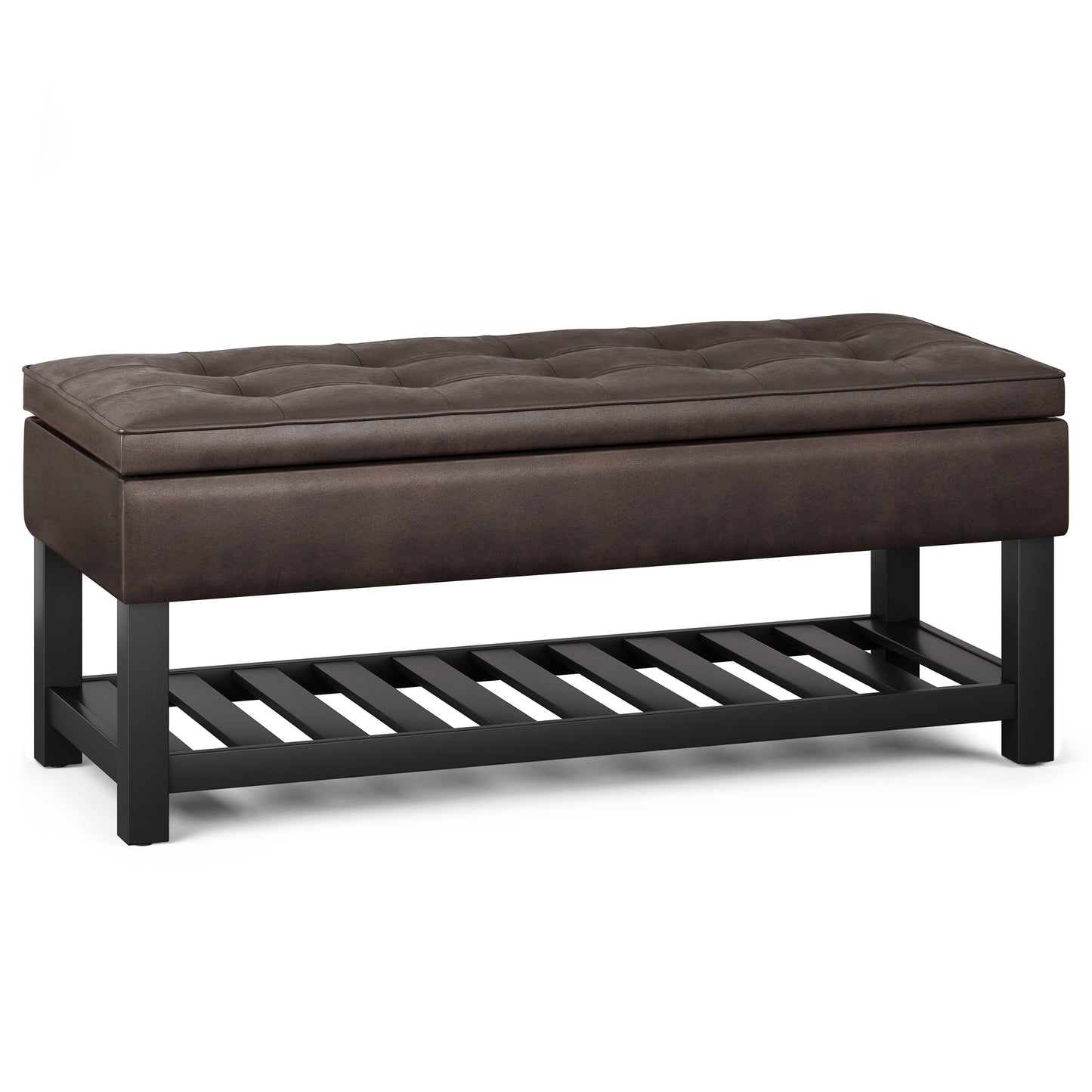 Cosmo Bench – Open-Base Storage Seat in Distressed Brown