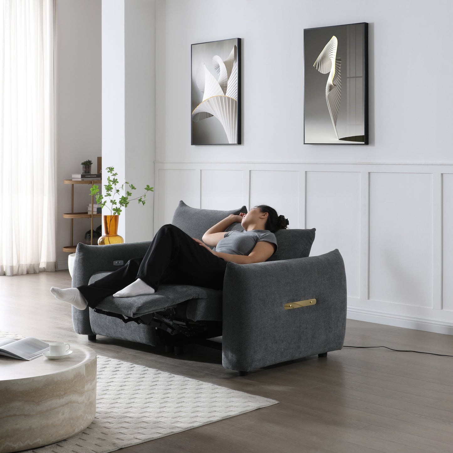 Duo Recliner – Powered Loveseat with USB & Sleeper Function in Upholstered Linen