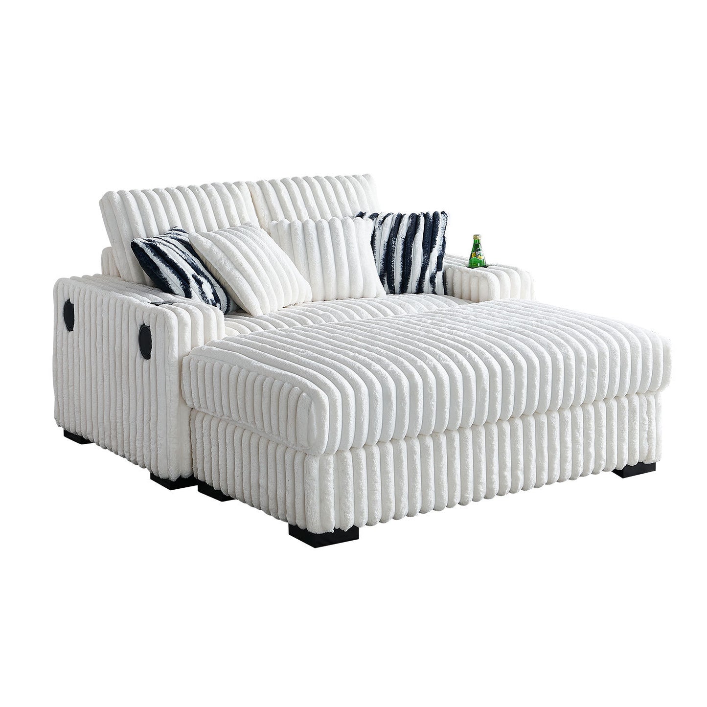 VertaSound™ 61' Smart Loveseat with Ottoman – Beige Tech Sofa with Bluetooth, Wireless Charging & Cup Holder