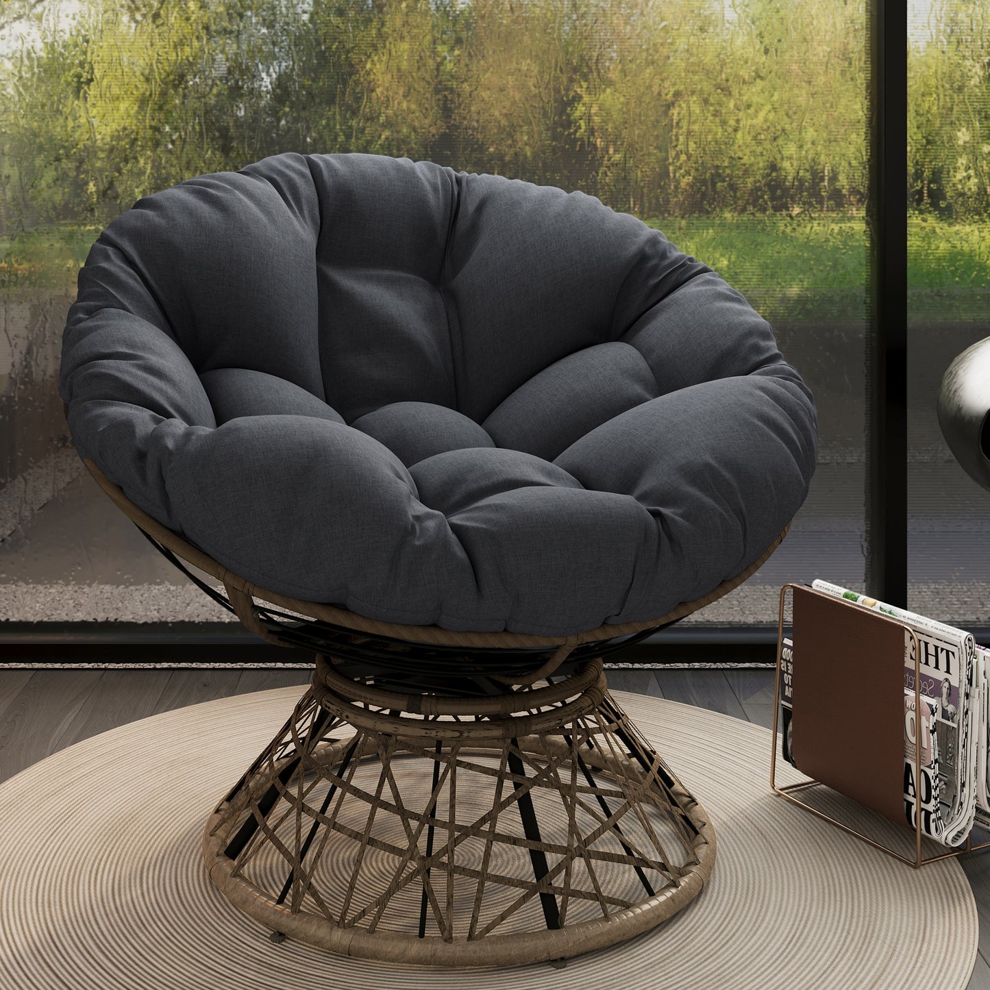 Aerwynn Petite – WovenShell Frame, Cloudspin Cushion, Chestnut Orbit360 Base
