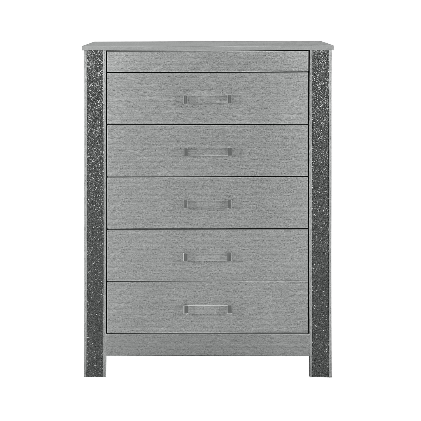 Lorenzo Mirage Chest – Metallic Silver Vertical Storage Tower with Modern Contours