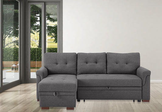 ShadowNest™ FlexLounge – 84' Deep Gray Sofa with Hidden Storage Bay
