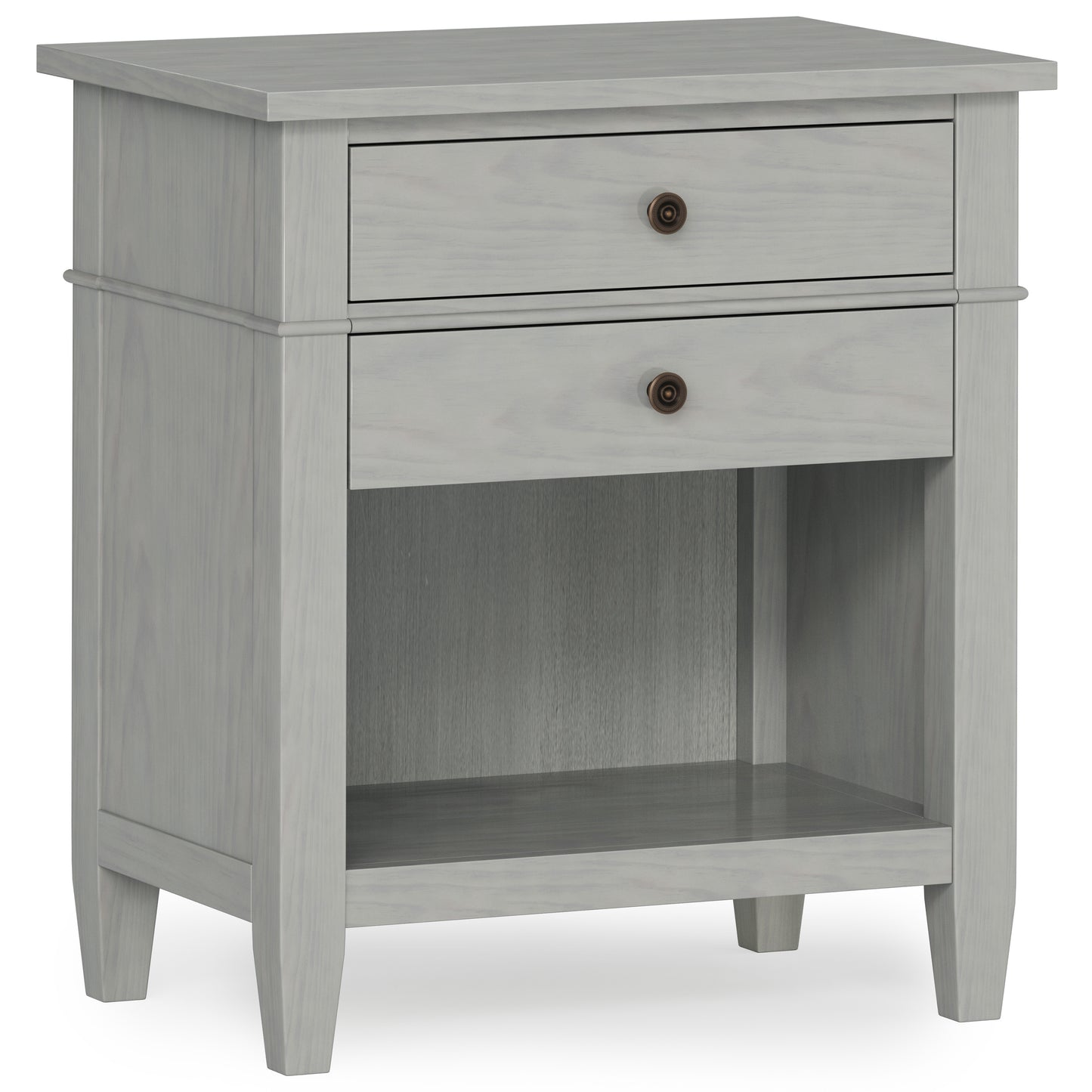 Carlis Stand – Fog Gray Bedside Table with Soft Profile & Subtle Modern Lines
