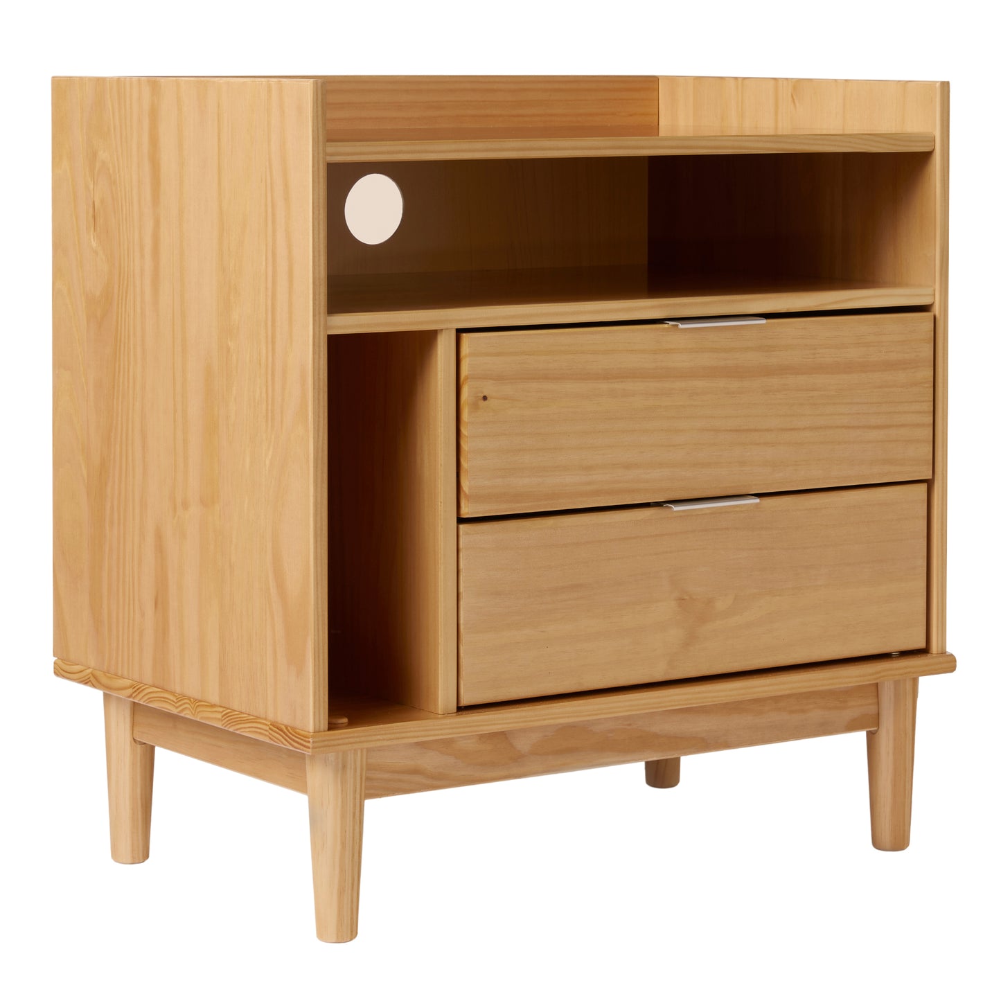 Nebula Tray Chest – Solid Wood 2-Drawer Nightstand with Tray Top & Walker Edison Styling