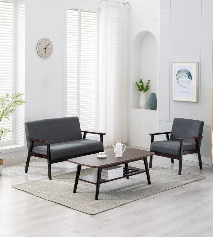 Serevia™ Espresso Living Set – Loveseat, Chair & Coffee Table Trio for Modern Interiors