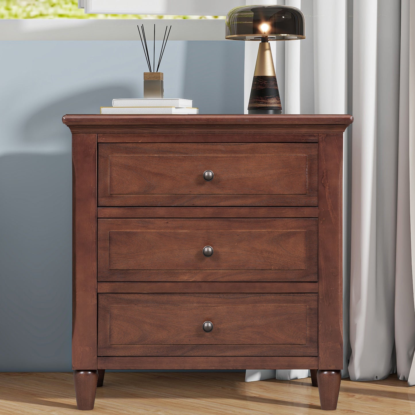 Ulsten Trio Chest – 3-Drawer Contemporary Nightstand with Sleek Fronts