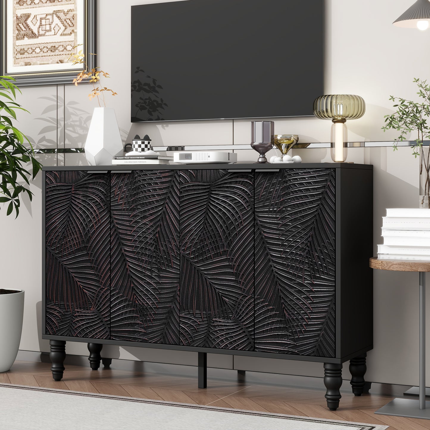 Glavira Mini Console – 47.2" Modern TV Stand with Solid Wood Legs