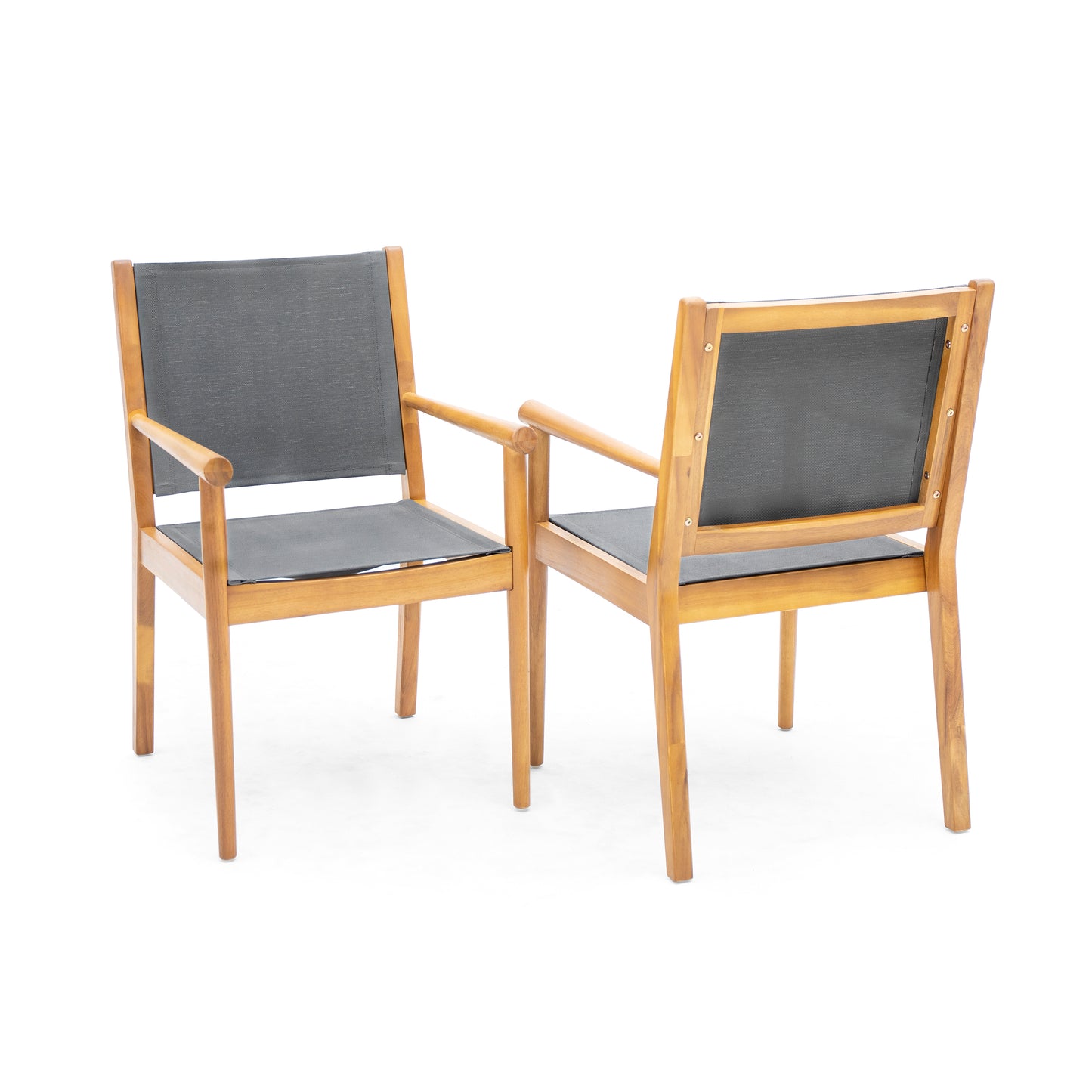 Corvian Teakline Dining Duo – Acacia Frame with Woven Seat (Set of 2)