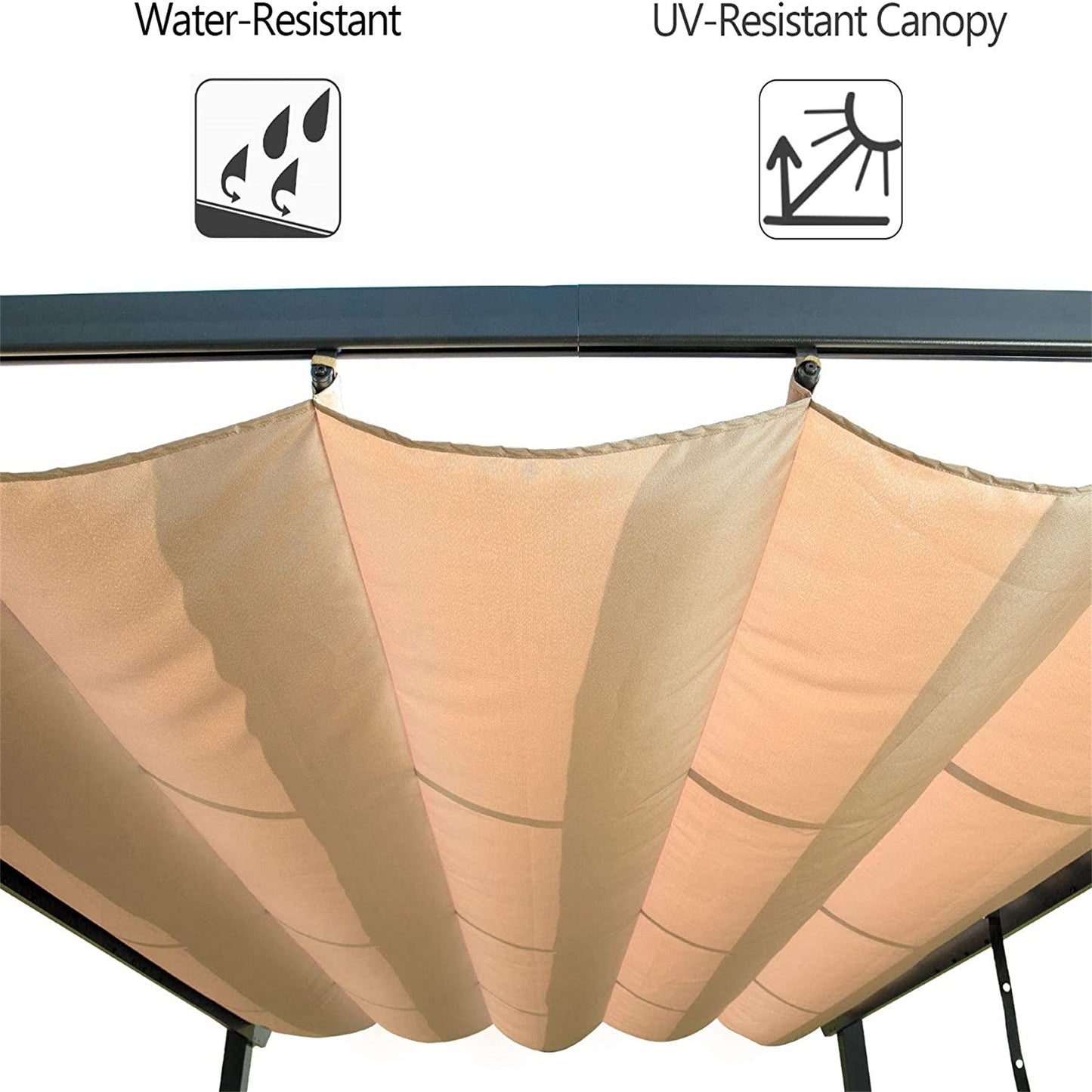 Valano Retractable Pergola – Beige Weather - Resistant Sun Shade for Deck, Garden, or Trellis Use - JUSTLIVE NESTJUSTLIVE NEST