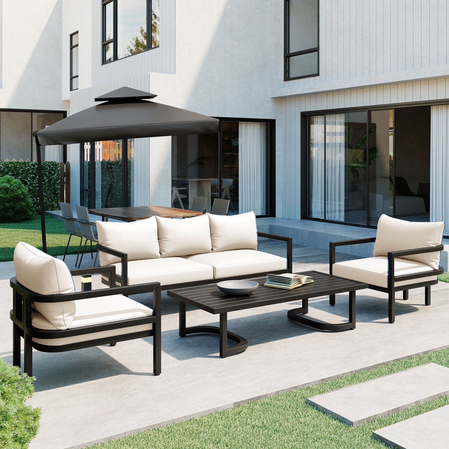 U_Style Steel Patio Sofa Set – Multi-Seat Outdoor Lounge with Waterproof, Rust-Resistant, UV-Proof Frame