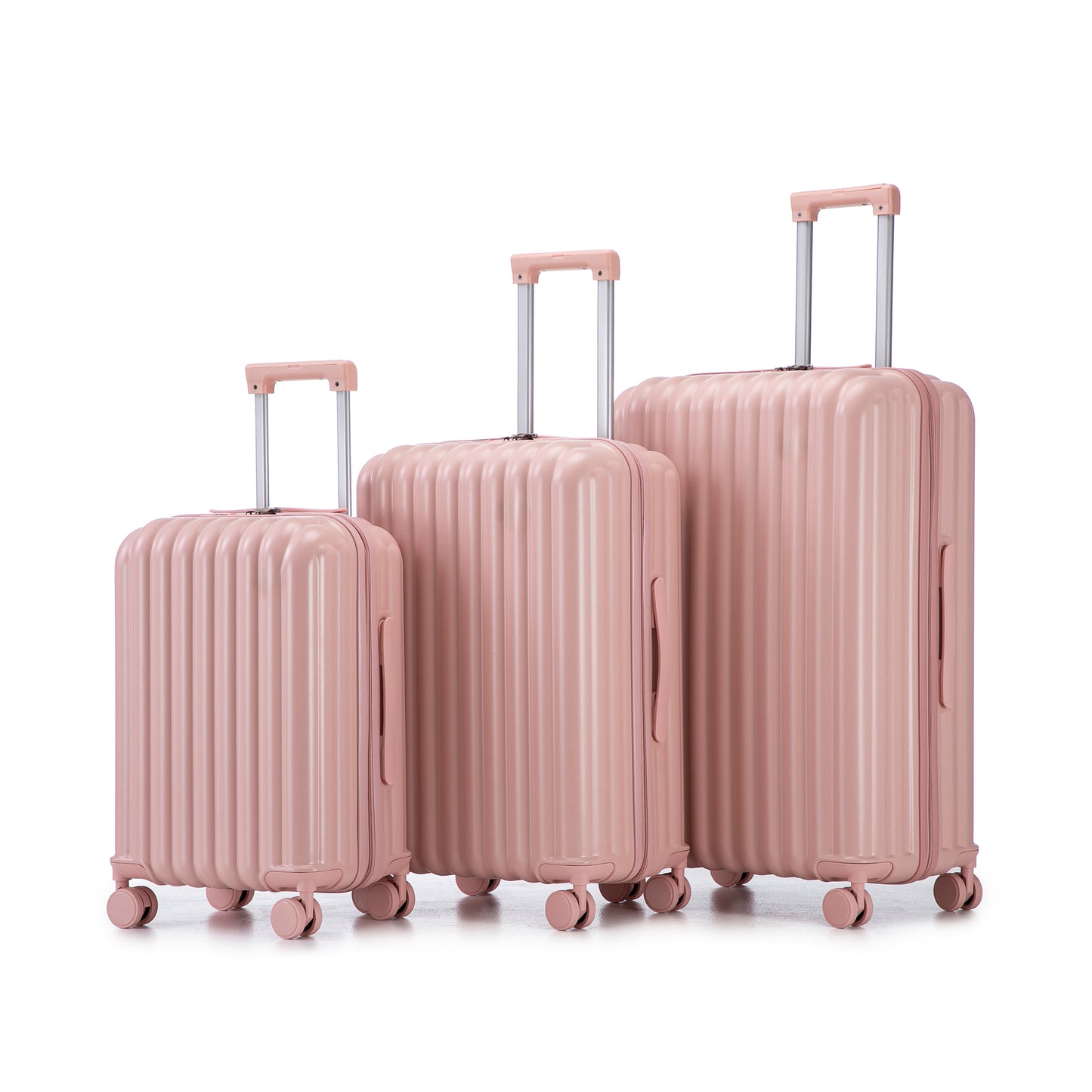 Jetera 3-Piece Spinner Luggage Set – Pink ABS with USB Port, Cup & Phone Holder (20"/24"/28")