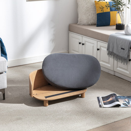 Kova Pet Sofa – Scandinavian Elevated Dog Lounger with Velvet Cushion & Walnut Wood Frame - JUSTLIVE NESTJUSTLIVE NEST