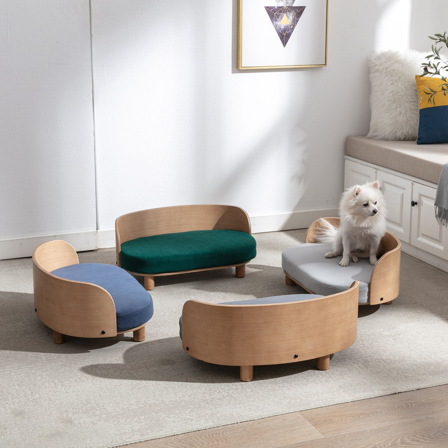 Kova Pet Sofa – Scandinavian Elevated Dog Lounger with Velvet Cushion & Walnut Wood Frame - JUSTLIVE NESTJUSTLIVE NEST