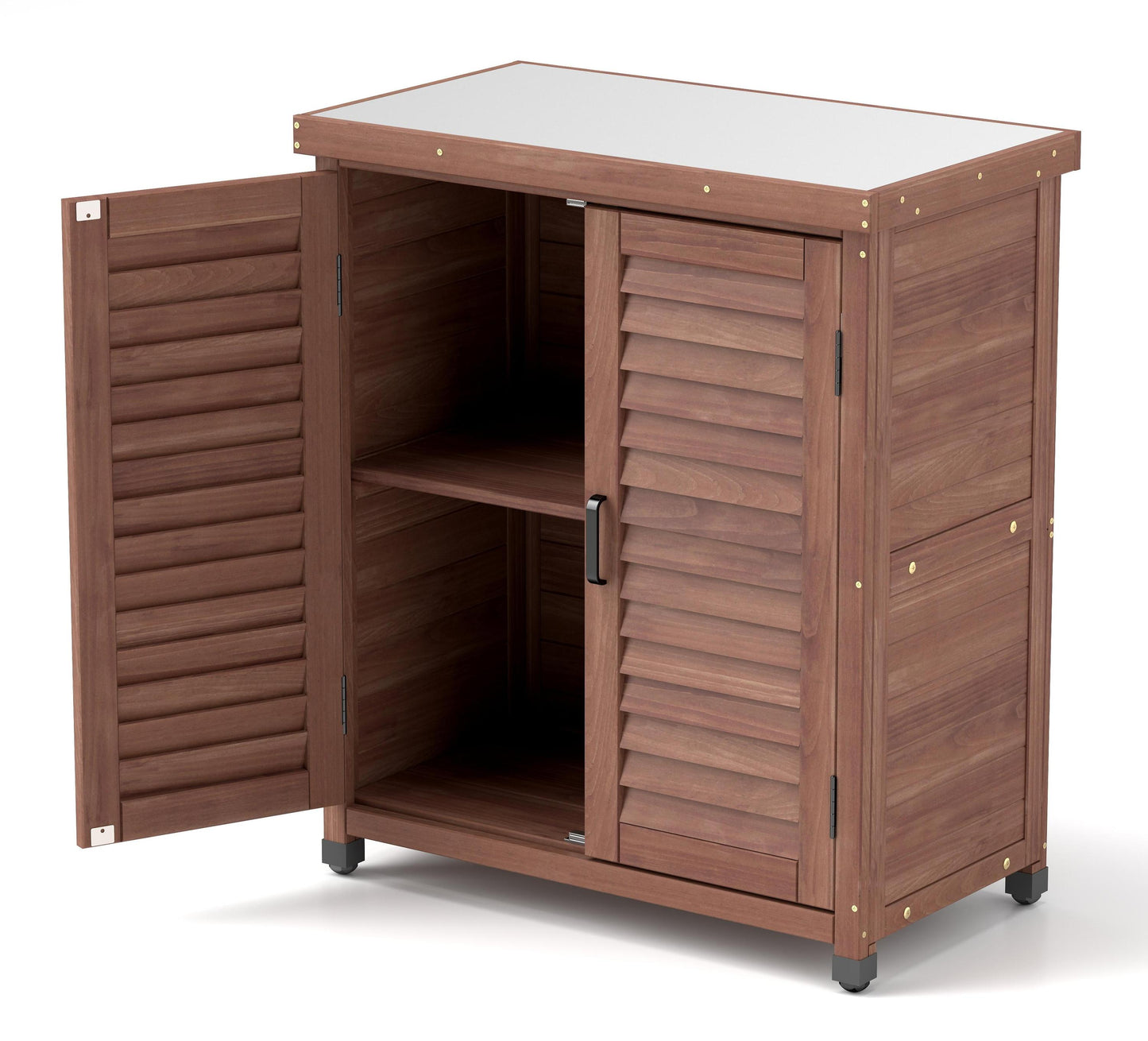 Terra Mini Potting Table – 31" Compact Garden Workstation with Storage Cabinet (Wood Finish)