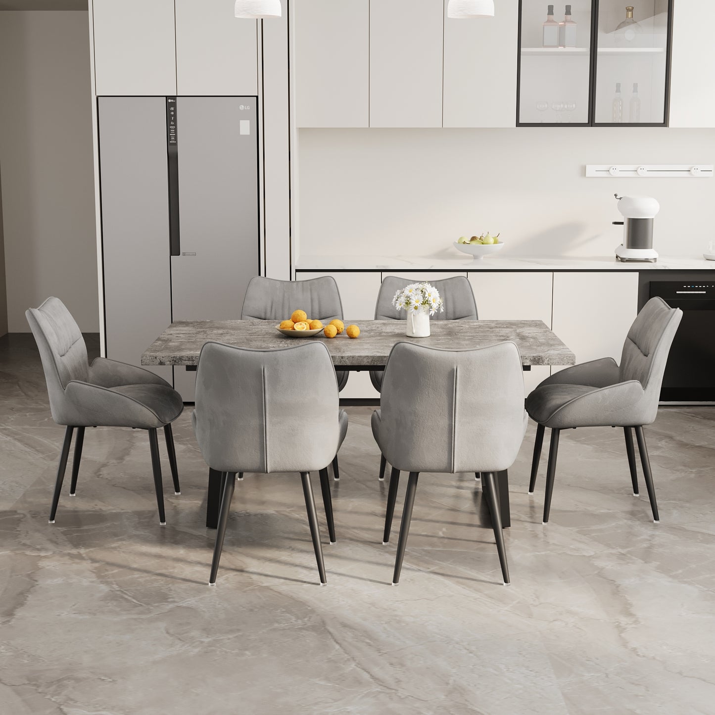 Kavari 4-Piece Dining Set – 63" Rectangular MDF Table with Matching Chairs