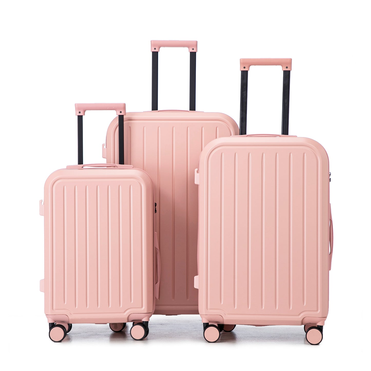 Jetera 3 - Piece ABS Travel Set – Pink 360° Spinner Suitcases with USB Port & Cup Holder (20/24/28") - JUSTLIVE NESTJUSTLIVE NEST