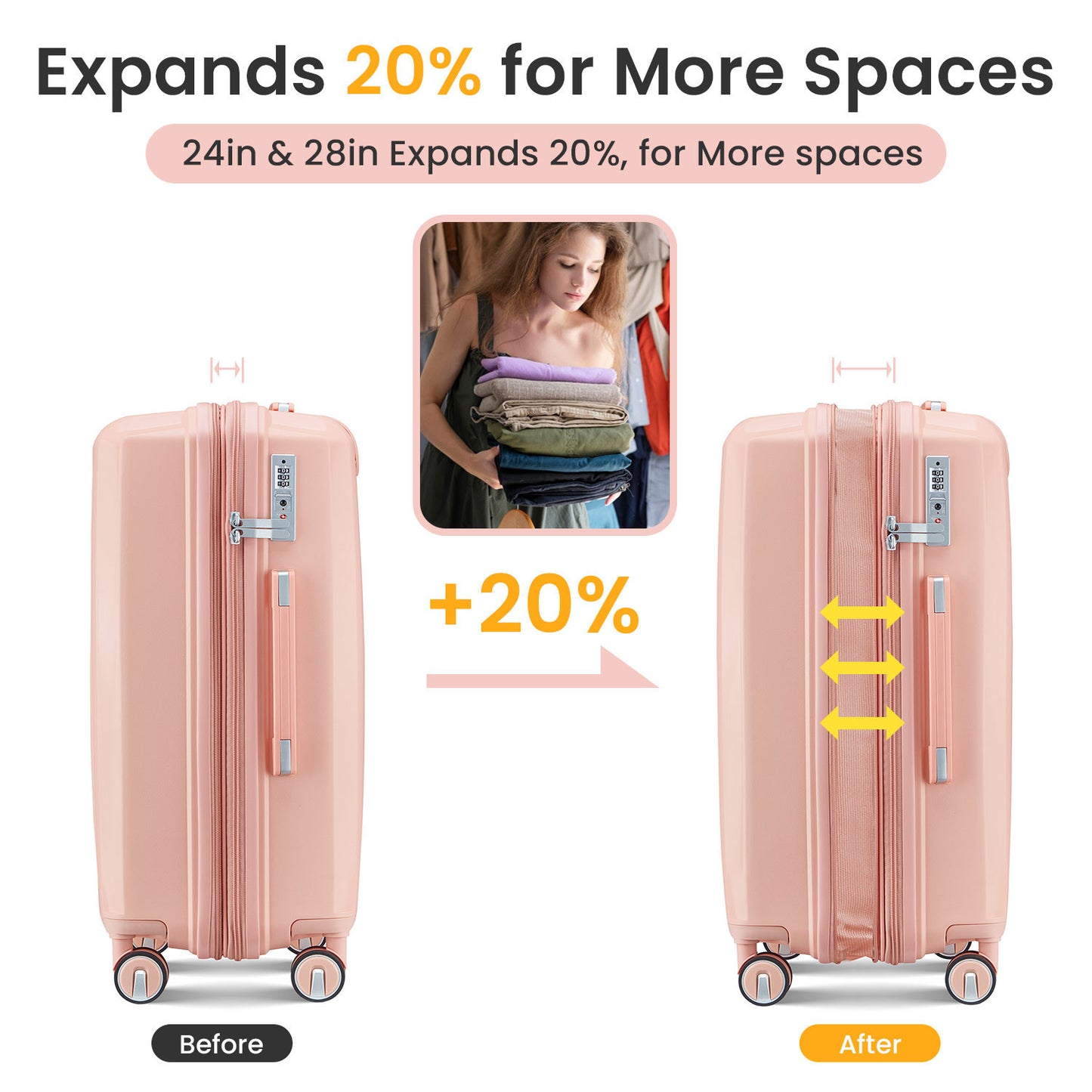 Jetera 4 - Piece Expandable Travel Set – Hard Shell Suitcases with Spinner Wheels & TSA Lock (14"/20"/24"/28") - JUSTLIVE NESTJUSTLIVE NEST
