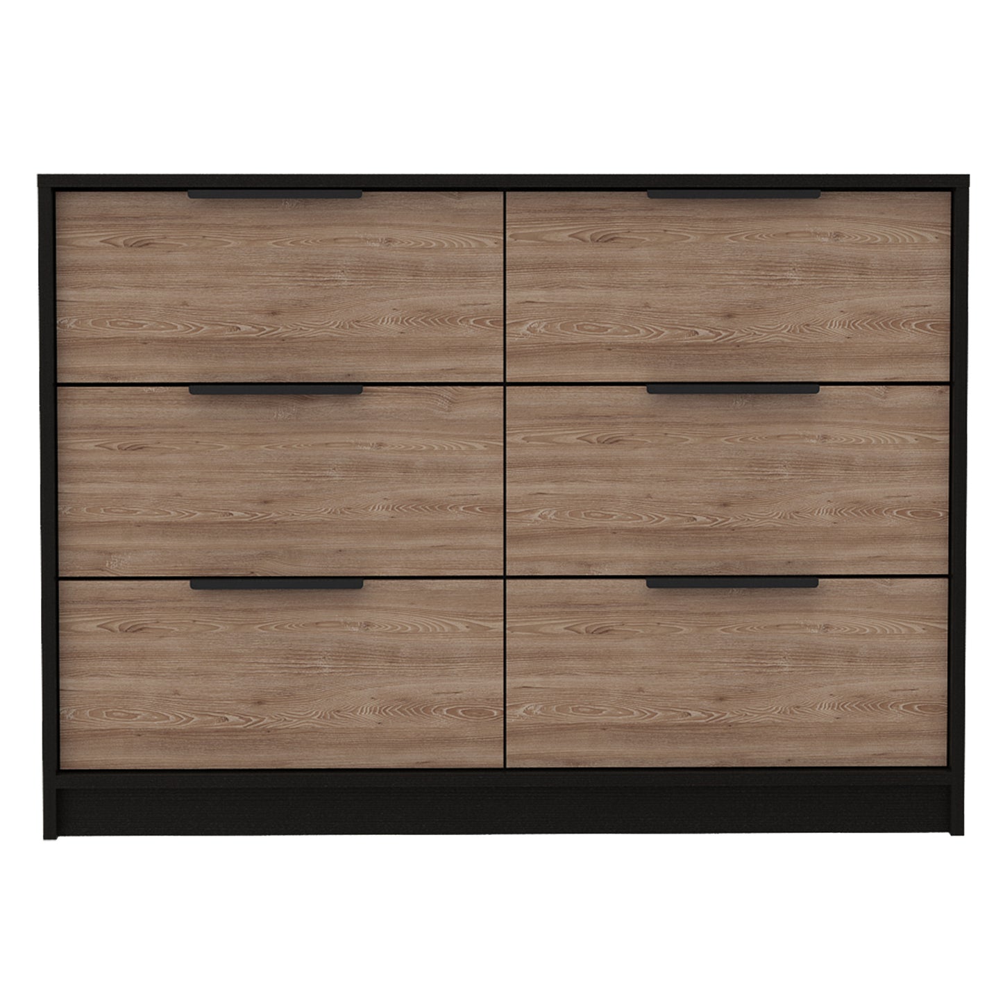 Baltwin 4-Drawer Duo – Double Dresser in Black & Pine Finish for Bedroom Storage