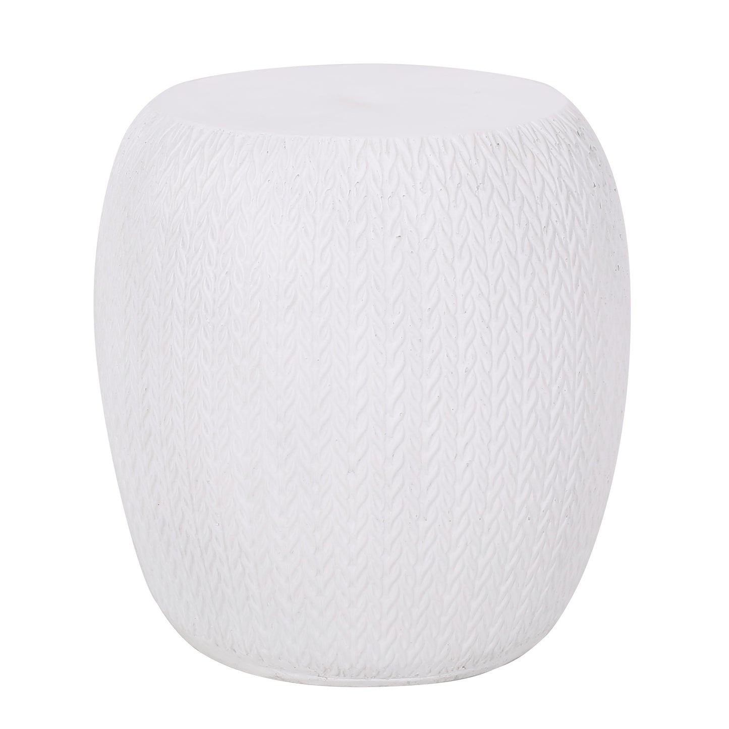 Caltra Concrete Side Table – Braided Pattern, Lightweight Build in Antique White