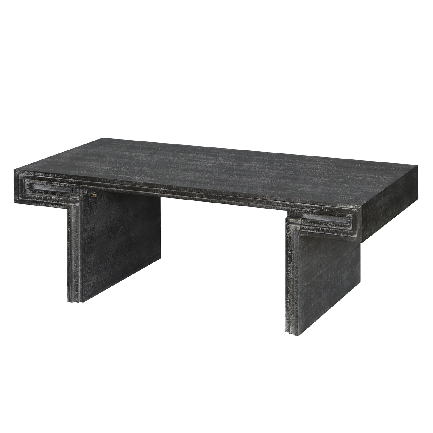 Edison Coffee Table – Industrial Twin-Tier with Reclaimed Wood Texture in Black