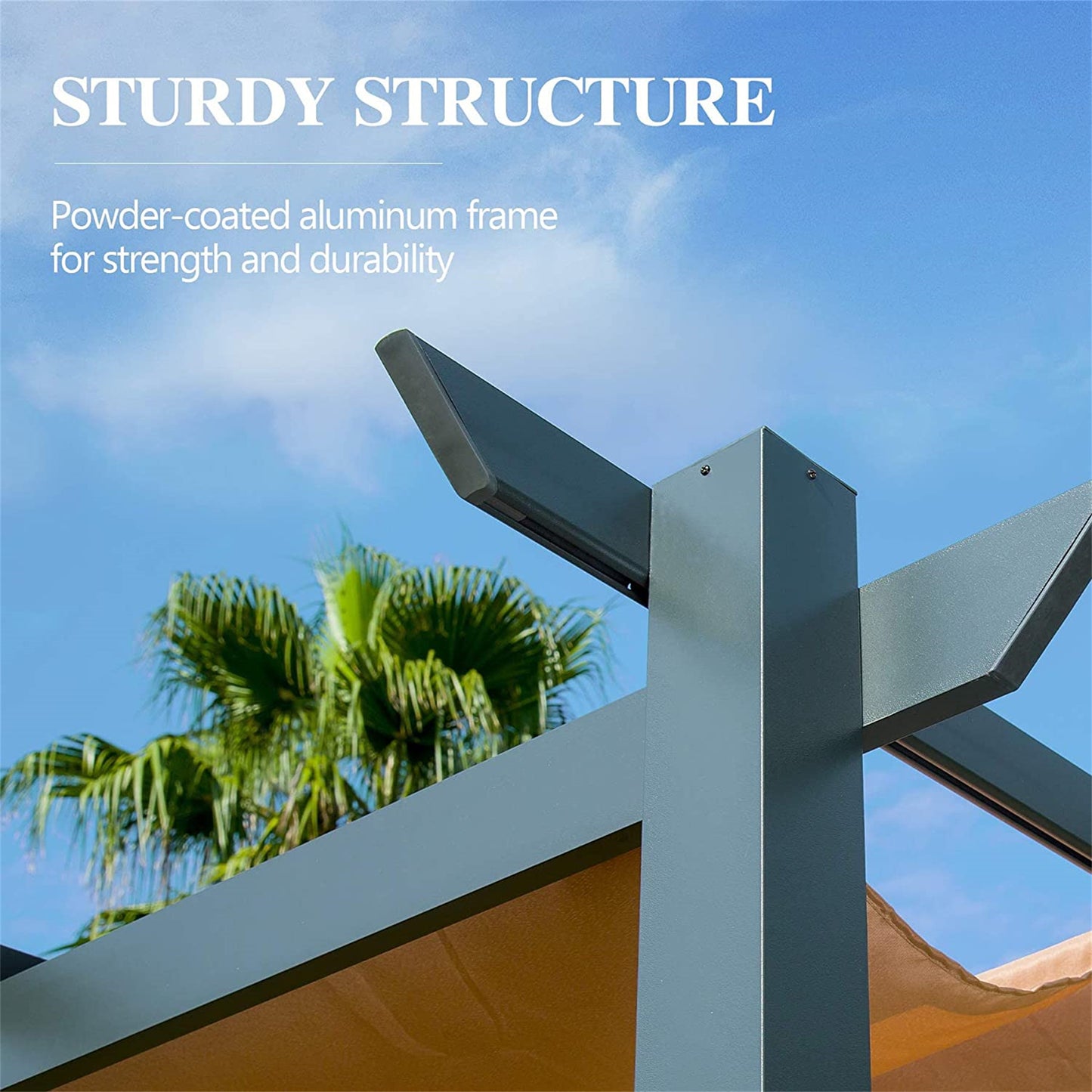 Valano Retractable Pergola – Beige Weather - Resistant Sun Shade for Deck, Garden, or Trellis Use - JUSTLIVE NESTJUSTLIVE NEST