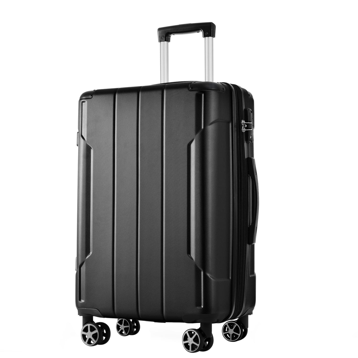Jetera 3 - Piece ABS Luggage Set – Black Expandable Suitcases with Double Spinner Wheels & TSA Lock (20/24/28") - JUSTLIVE NESTJUSTLIVE NEST